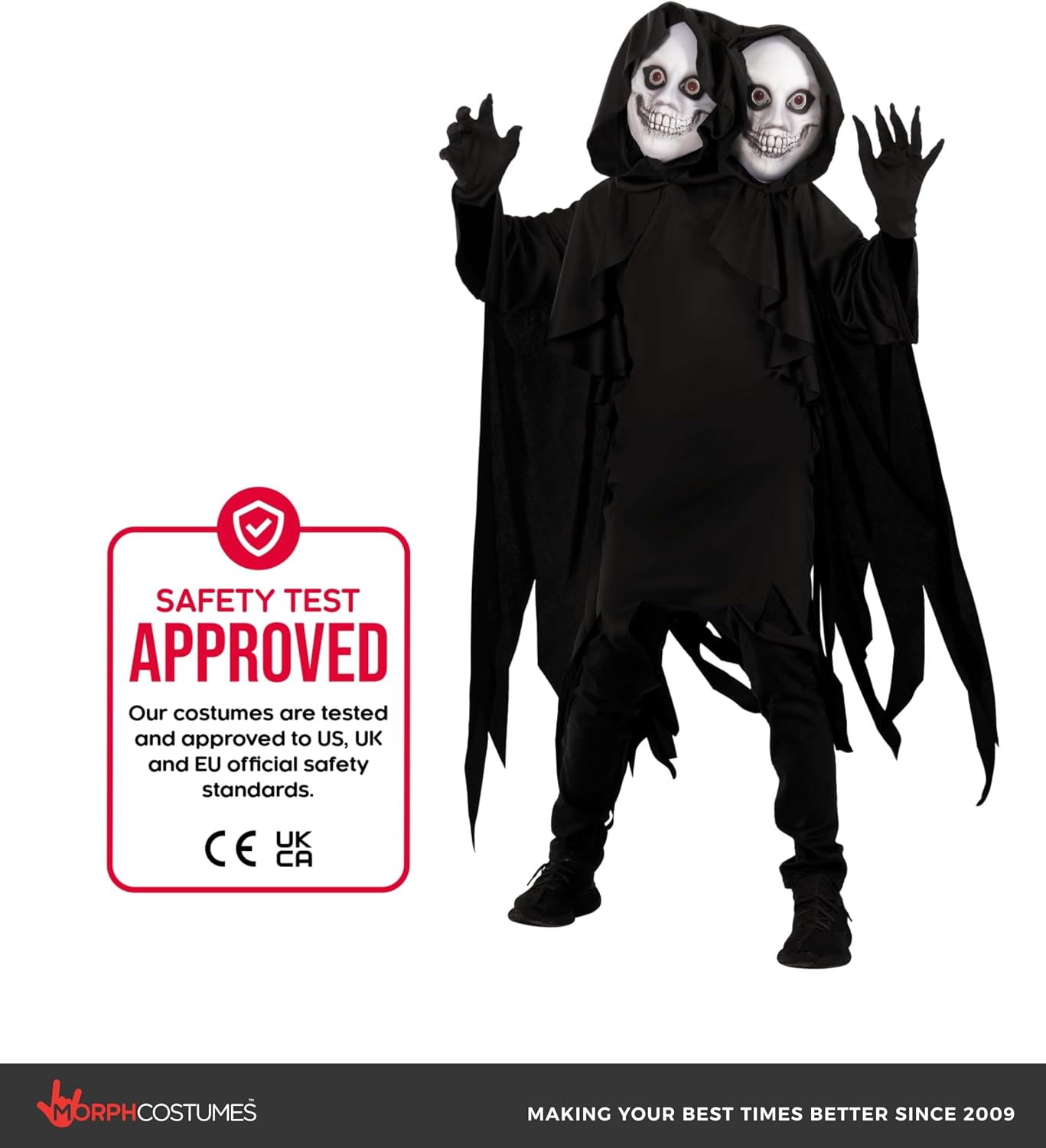 Morph Two Headed Ghoul Costume Kids, Grim Reaper Costume Kids, Boys Reaper Costumes, Boys Scary Demon Halloween Costumes