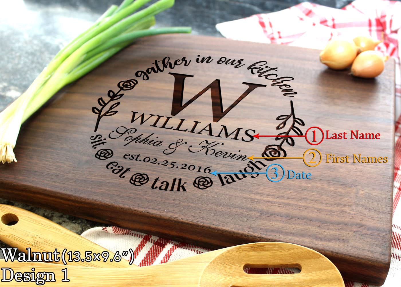 Personalized Cutting Boards, Wooden Custom Engraved Chopping Board for Wedding Gift, Bridal Shower, Engagement Gifts, Anniversary, Housewarming Gift, Gift for Parents