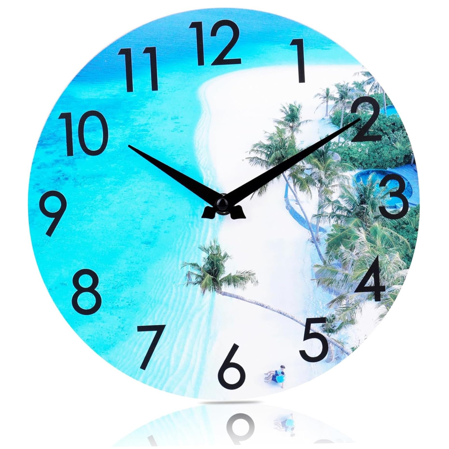Horloge d'extérieur 12'' en acrylique étanche, horloge murale d'extérieur, thème côtier de plage, horloge de piscine extérieure pour usage intérieur et extérieur, horloge murale extérieure Horloges d