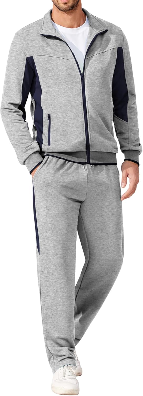 COOFANDY Men’s Tracksuits 2 Piece Athletic Track Suit Jogging Running Sweatsuits Casual Warm Full Zip Sports Set