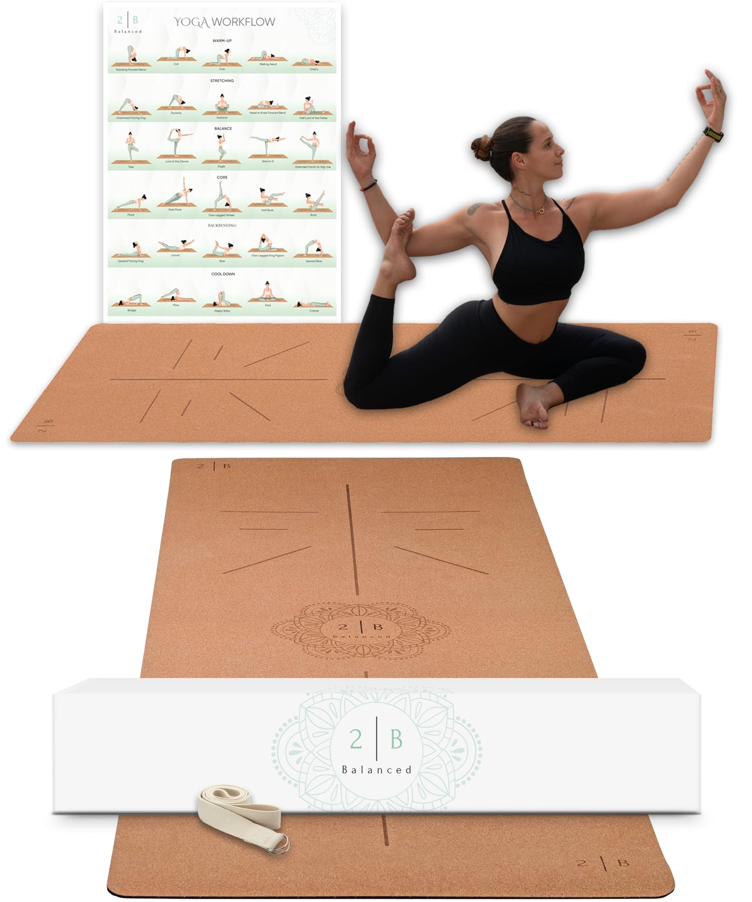 B Balanced Premium Cork Yoga Mat Always Stays Flat Desertcart