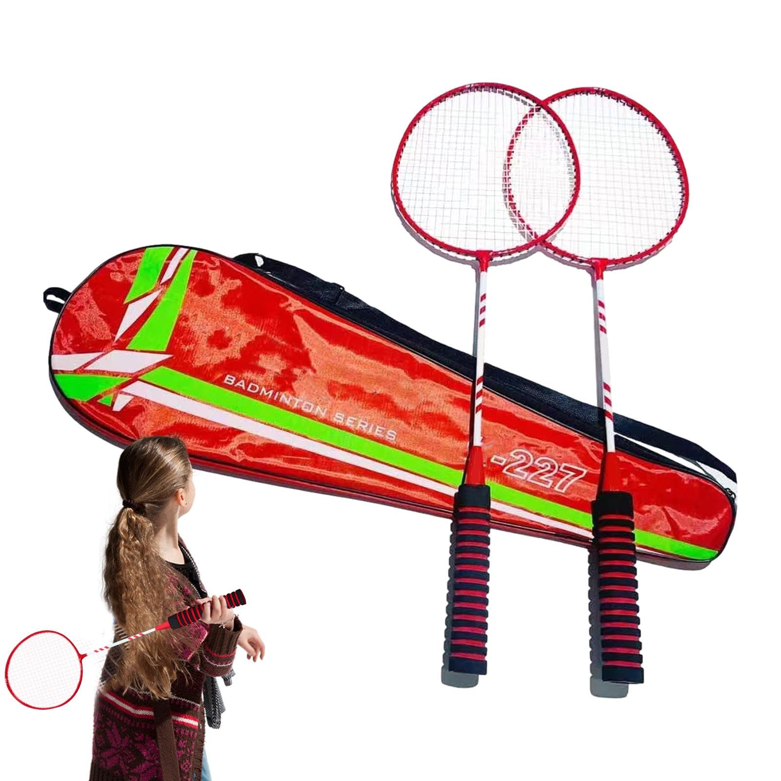 Set da badminton, racchette da badminton di ricambio per 2 giocatori, racchette elastiche e antiscivolo, attrezzatura da badminton per spiaggia, giardino, giochi di famiglia