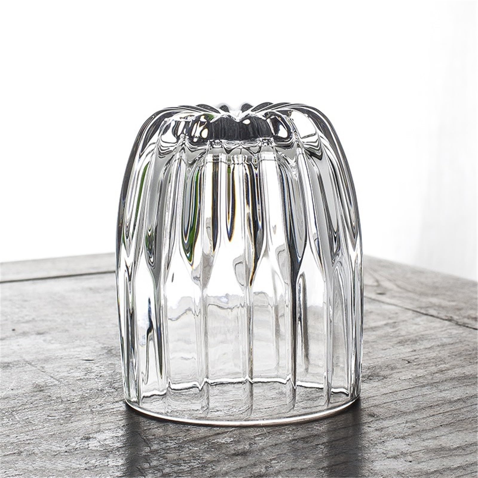 vaso de agua Tazas de vidrio talladas con rayas vintage, vasos transparentes sin plomo, 285/355 ml(Pequeño)
