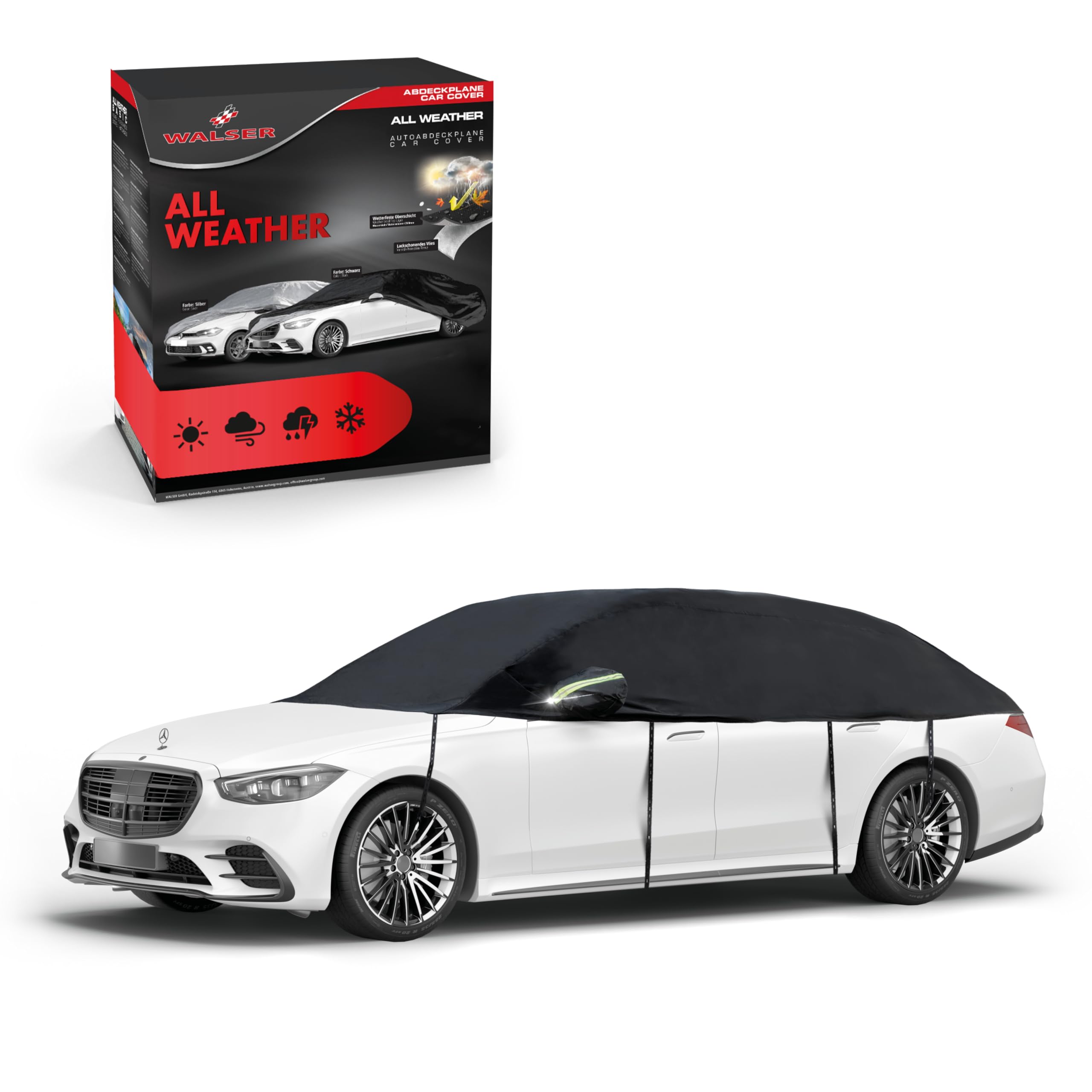 Dekzeil voor auto All Weather, autozeil halve garage Maat 6 Combi zwart