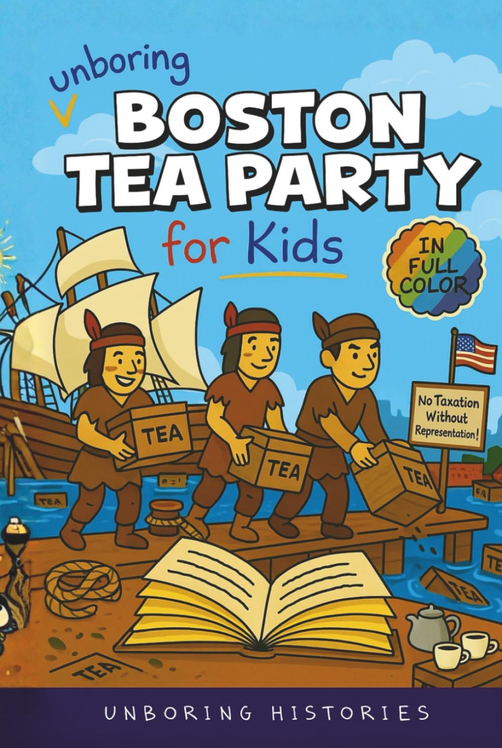Unboring Boston Tea Party for Kids: Funny, Interesting, Concise Guide to Angry Colonists, a Lot of Tea, and Some Clever Disguises You Won’t Believe ... History for Kids with Full Colored Pictures)
