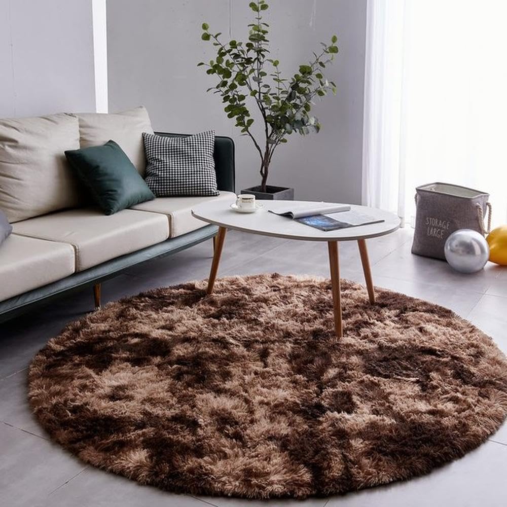 Tapis gris moelleux 140 cm : décoration d'intérieur salon et chambre