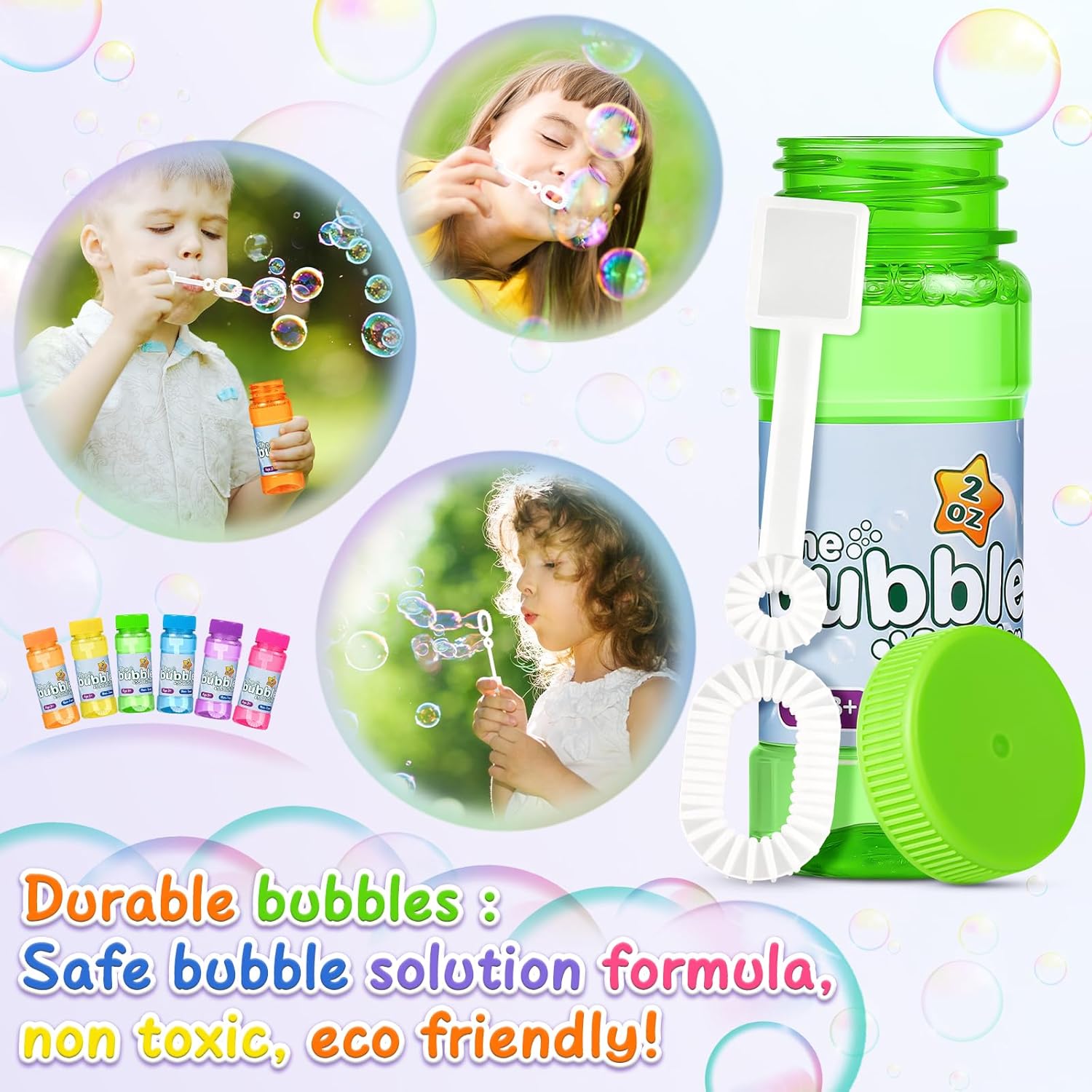 36 Pack Bubble Bottles with Wand in 6 Colors, Bulk Party Favors for Kids, Birthday, Christmas, New Year, Valentine, Carnival, School Classroom Prizes for Boys & Girls, Ideal Goodies Bags Stuffers