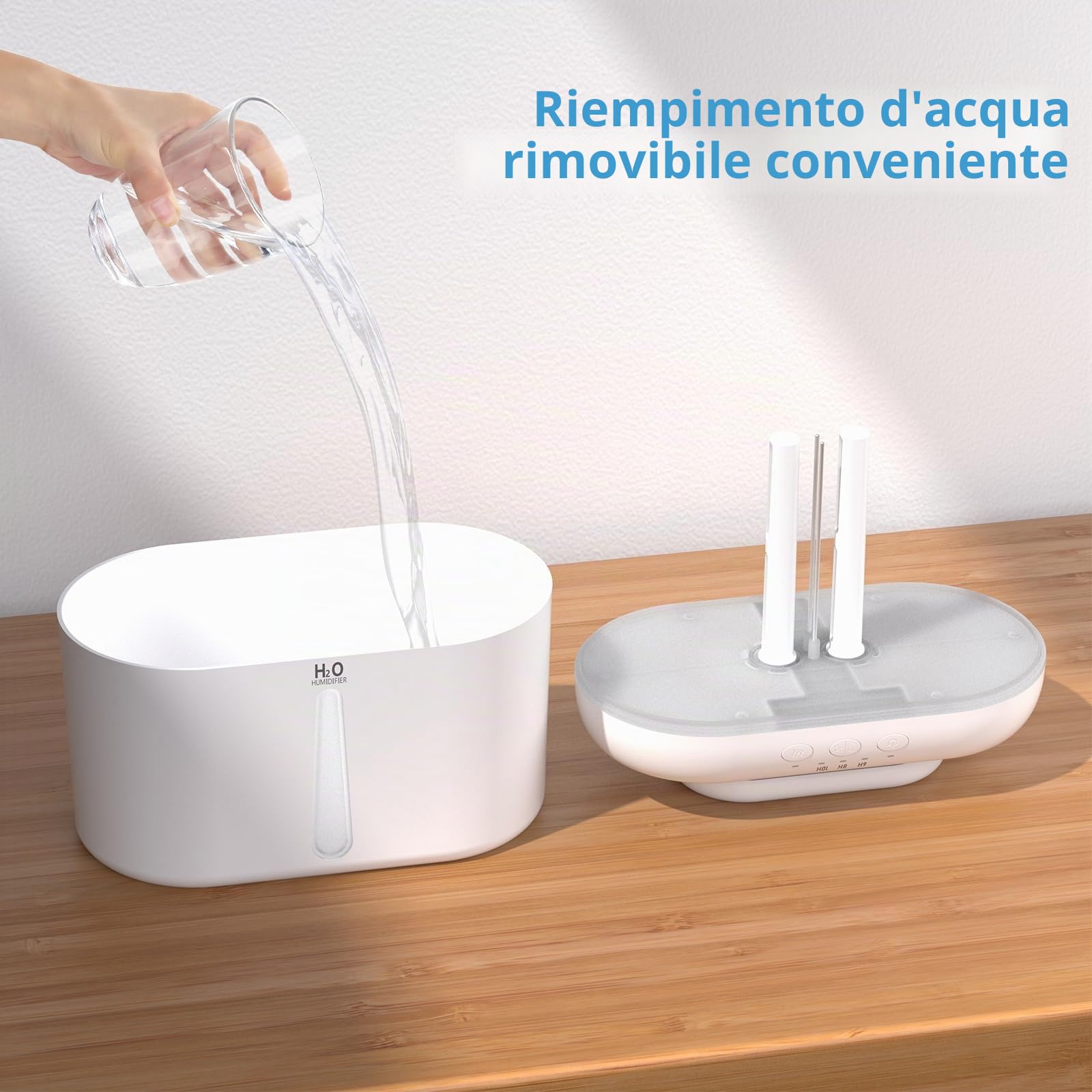 Umidificatore Ambiente 2L umidificatore ambiente bambini Umidificatore Ultrasuoni a Nebbia Fredda,Silenzioso 28 dB, richiede un collegamento alla rete elettrica per il funzionamento.