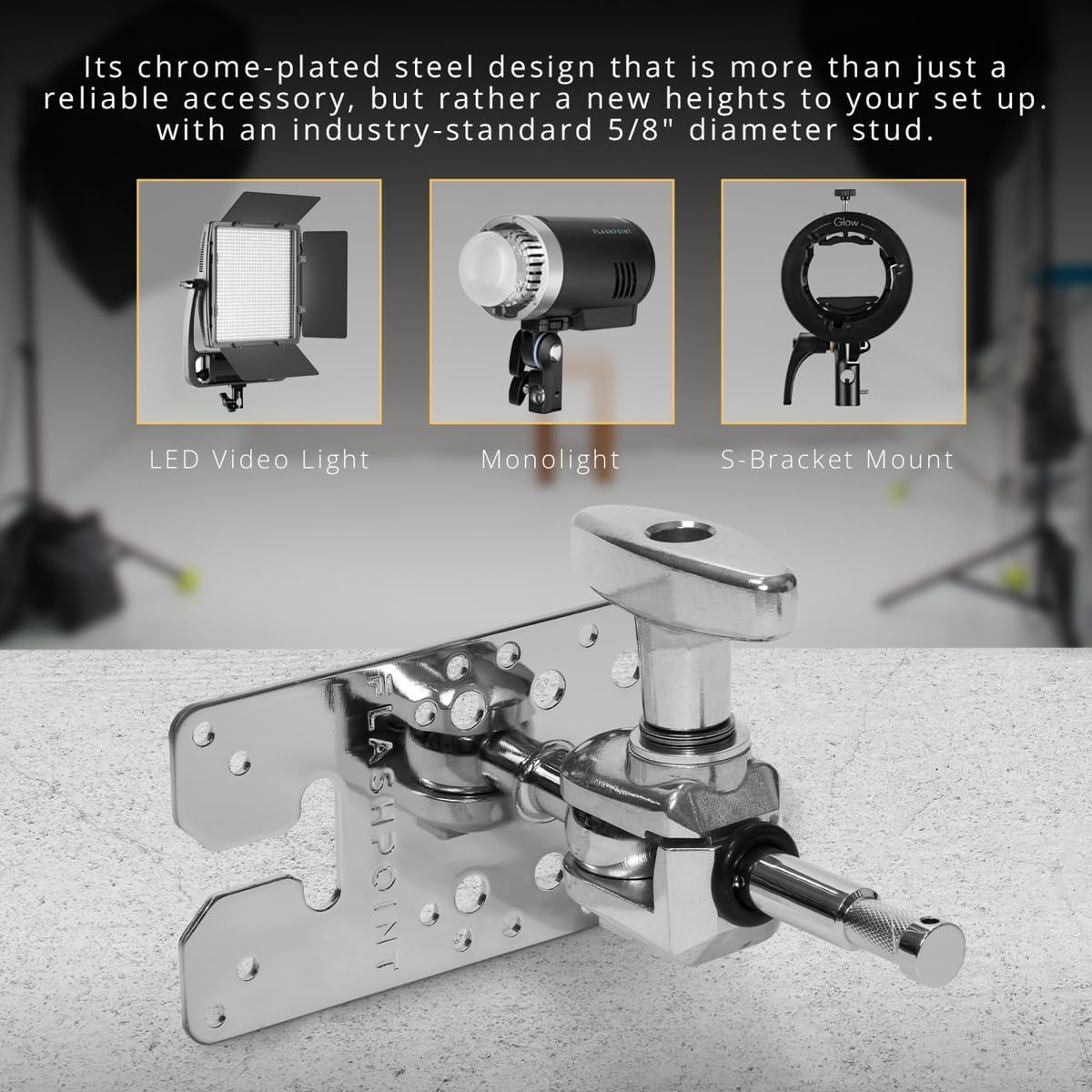 Flashpoint T-Slot Wall Plate with 3" Baby Swivel Pin and VESA Mount