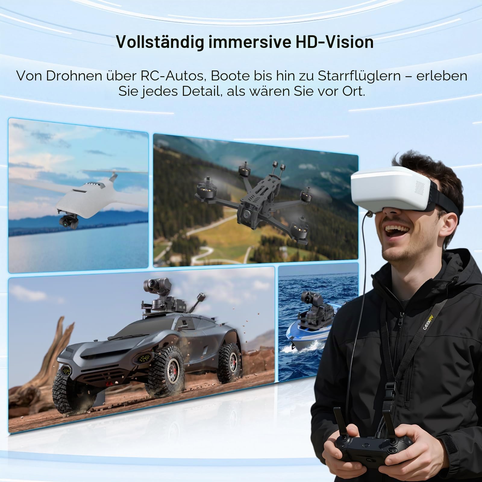 CADDXFPV Walksnail Avatar HD FPV-Brille - 1080P 4,5 Zoll Bildschirm, Kopfverfolgung, PPM-Signal & Micro SD Slot, kompatibel mit allen Walksnail VTX Kits