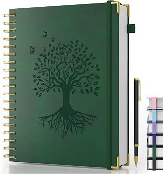 Smarpau Notebook B5, 240Pages Hardcover Wirebound Spiral Notebooks, 100gsm Thick Paper, PU Leather Journals for Women Men School Office Writing - 19 x 25cm, Deep Green
