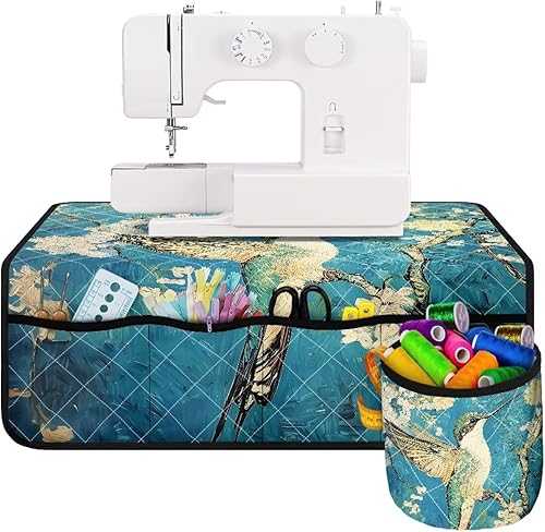 Miniatura 2 de Tapete para máquina de coser de colibrí en flor de almendra para mesa con bolsillos, resistente a las manchas, accesorios para máquina de coser