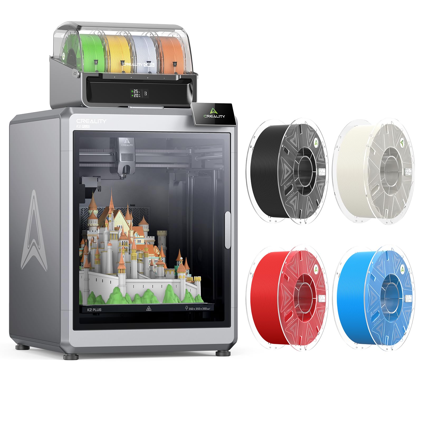 Creality K2 Plus Combo Bundle Hyper PLA Reid Filament 1KG*4,Color White Black Blue Red