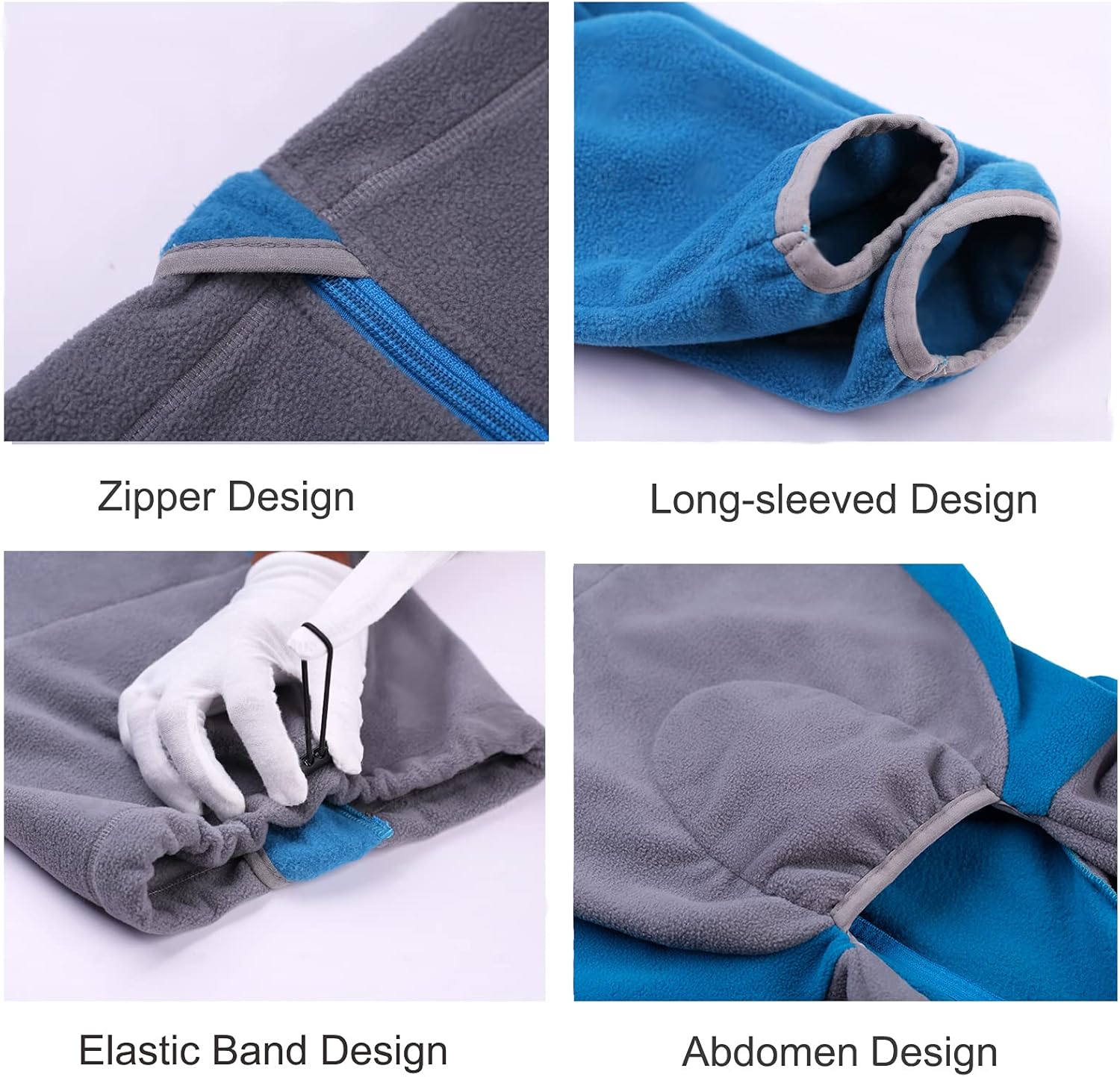 Dog Winter Coat for Large Medium Small Dogs, Warm Fleece High Collar Full Body Dog Jumpsuit Comfortable Onesie Apparel (Blue, 4X-Large)