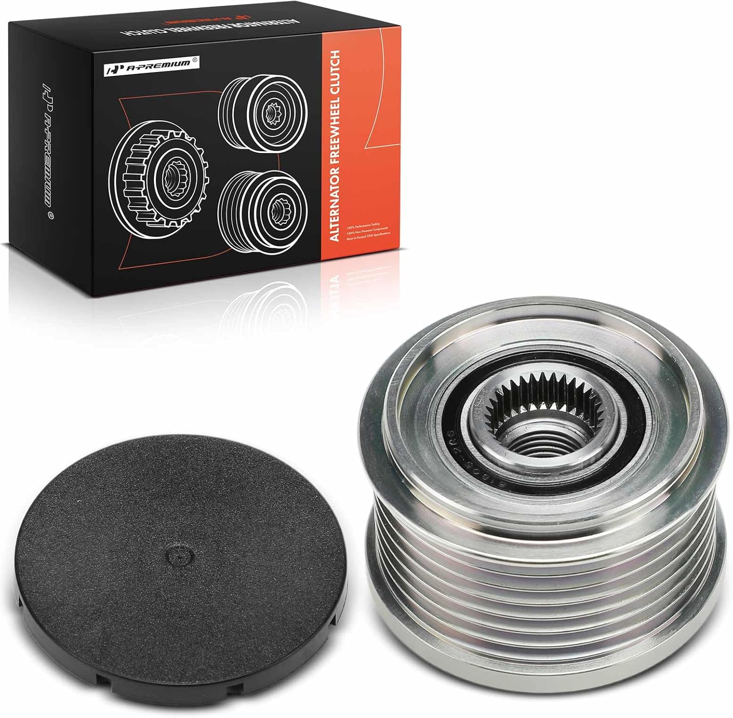 A-Premium Alternator Freewheel Clutch Pulley, 7 Grooves, Compatible with Ford Ranger 2015-2016, Transit-150/250/350/350HD 2015-2019, 2.2L 3.2L, Clockwise