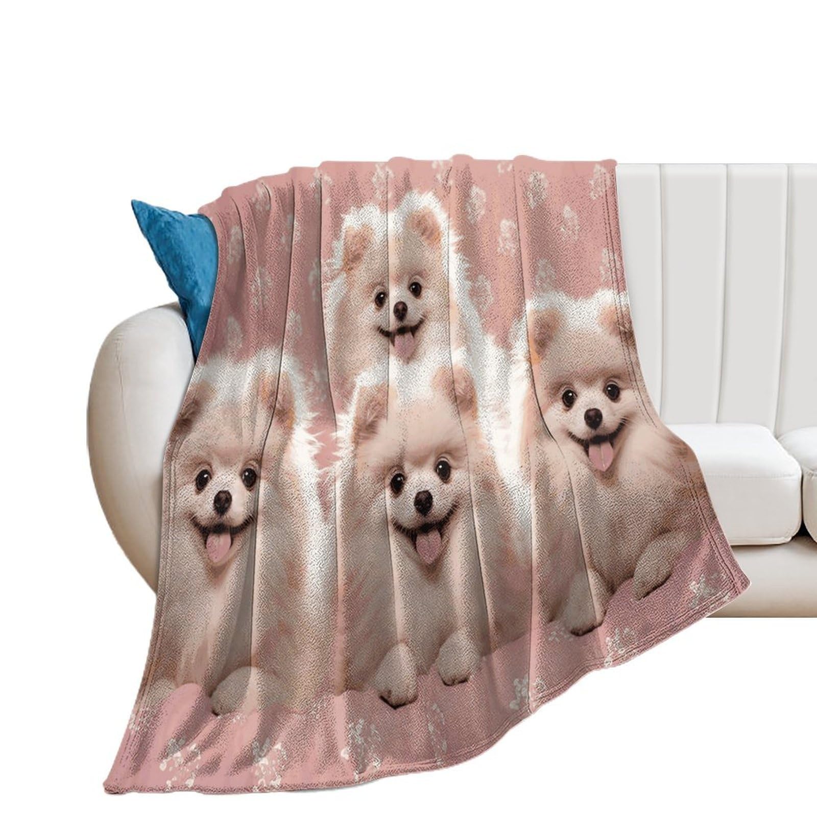 Couverture flanelle Spitz Nain 177x203cm plaid lit chaud