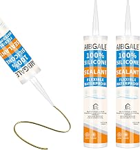2 Pack Gold Glitter RTV Silicone Sealant, 100% Waterproof Sparkling Gold Silicone Caulk, All Purpose Gold Caulking for RV, Roof, Door, Kick Plates and Vintage Furniture, 20.2 Oz