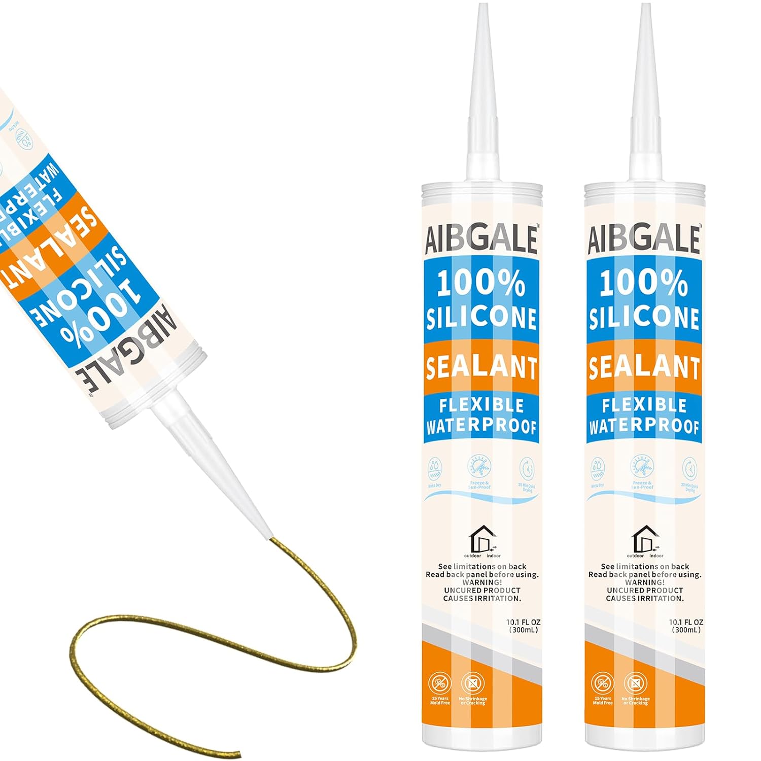 3 Pack Silver 100% Silicone Sealant, Universal Caulking Waterproof RTV Sealant, Stronger Adhesion, Shrink Crack Proof Caulking for Aquarium, Stainless Steel, Aluminum, Basements, 30.3 Oz