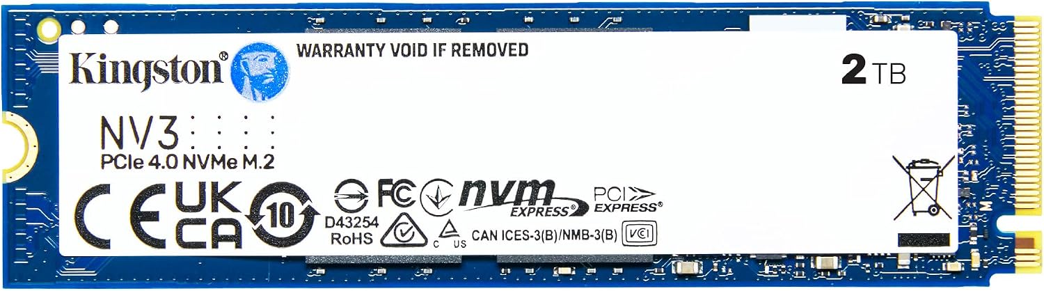 Kingston NV3 2TB M.2 2280 NVMe SSD | PCIe 4.0 Gen 4x4 | Up to 6000 MB/s | SNV3S/2000G