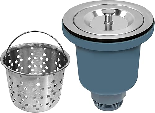 Whitehaus NRNW35A-SS - Colador de cesta de 3-12 pulgadas con cesta extraíble profunda, acero inoxidable