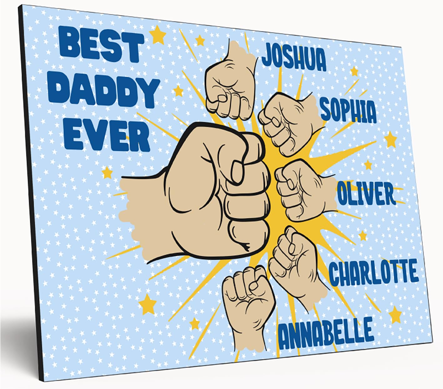 Personalised Fist Bump Sign Custom Wooden Print A4 Plaque Fun Gift Sign for Dad, Grandad, Uncle Wall Art Desk Office Home Décor
