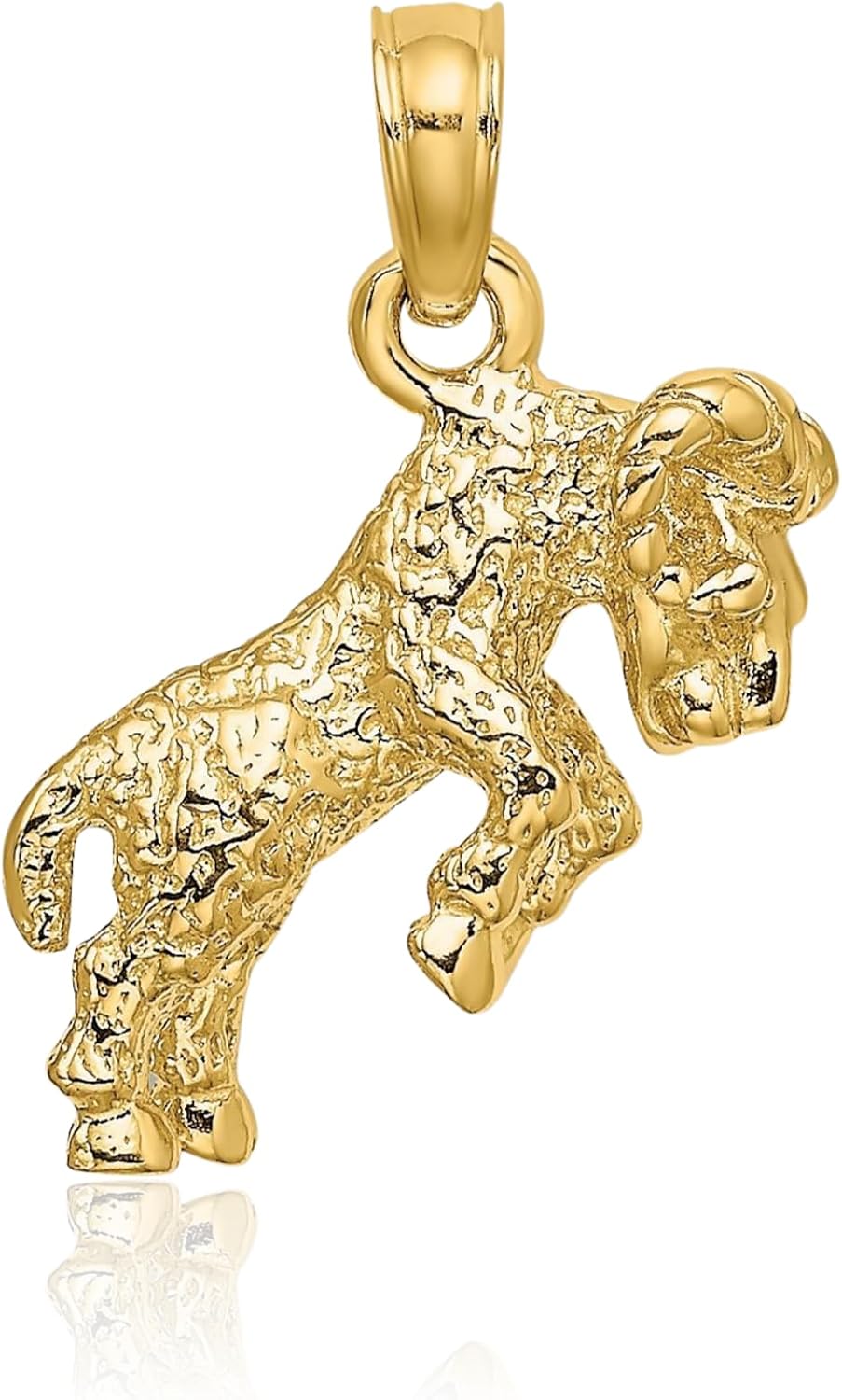 IceCarats 14K Solid Yellow Gold Medium Aries Zodiac Pendant Necklace 22.8mm 7/8 inch Polished, Textured For Her
