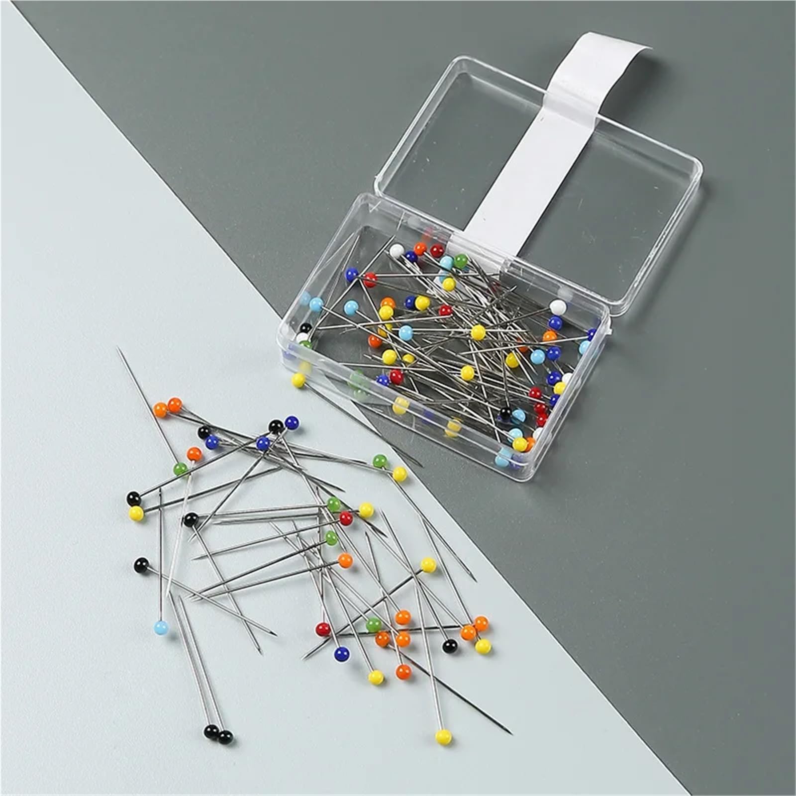 2000 alfileres de cabeza de cristal coloridos, pasadores redondos rectos para costura, accesorios de costura (2000 unidades, blanco)