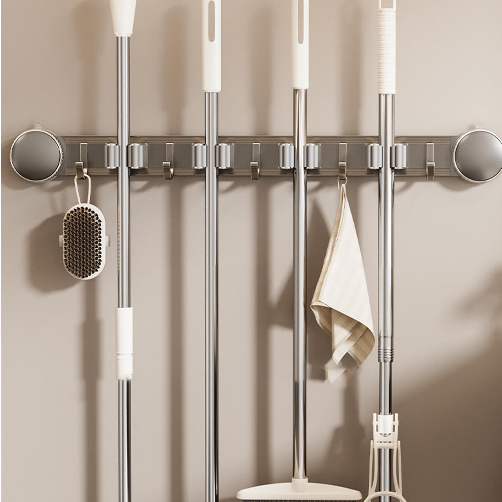 Supporto per da parete, supporti multiuso con antiruggine e alto | Organizer da parete per scope, per camera da letto, ufficio, appartamento, soggiorno, bagno