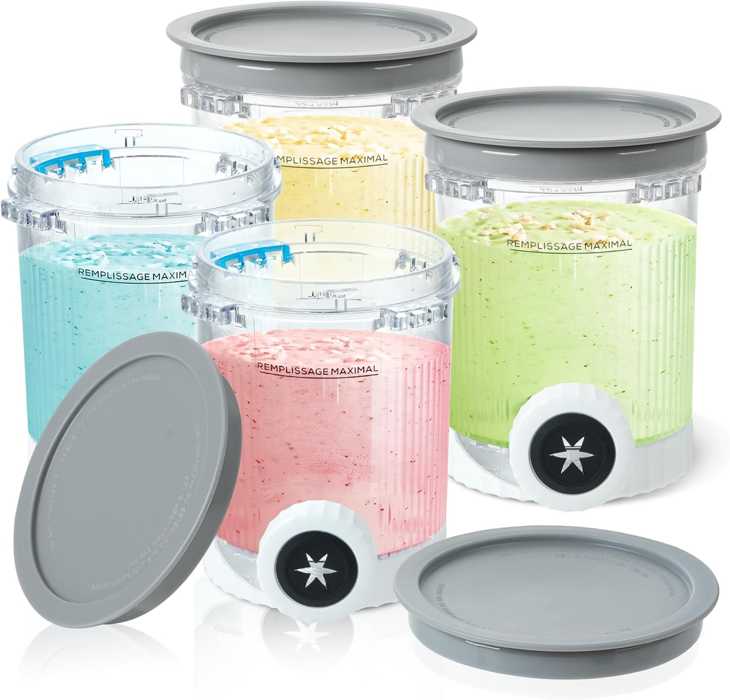 PCTTOIL 4 Pack 16oz Ninja Swirl Pint Containers & Lids