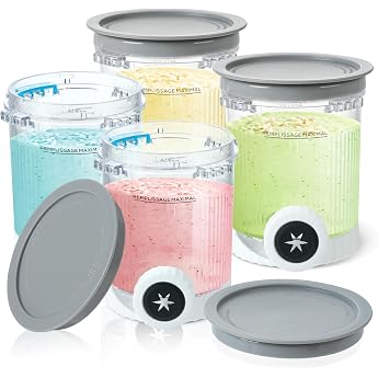 Pack of 4 Containers for Ninja Swirl by Creami Swirl Pints and Lids Compatible with Ninja NC700 NC701EU Series BPA-Free & Dishwasher Safe