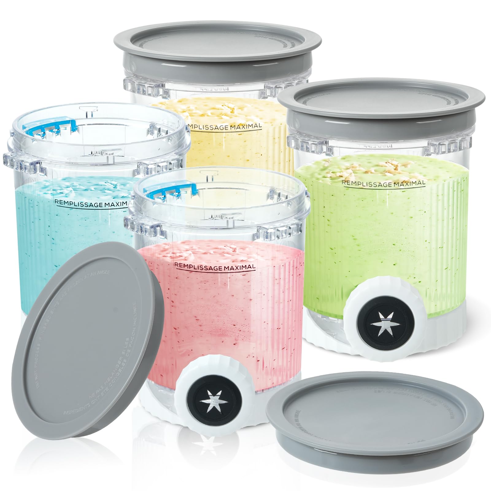 4 Pack Pint Containers Replacement for Ninja Swirl Ice Cream & Soft Serve Makers, 16oz Creami Swirl Pints and Lids Compatible with NC700 NC701 Series, BPA-Free & Dishwasher Safe