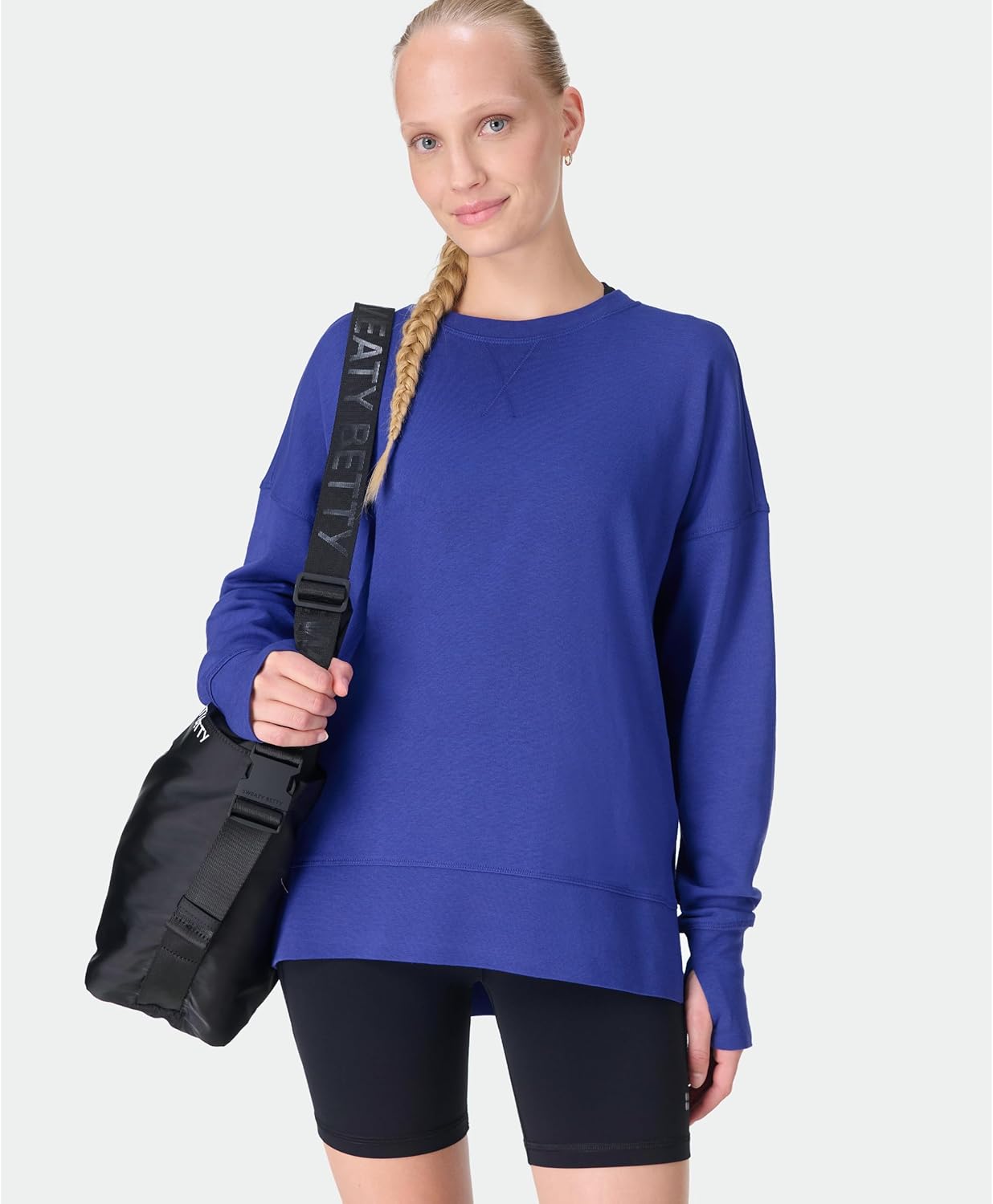 Sweaty Betty Women's After Class Cropped Crewneck Sweatshirt Sweatshirt, Rich Blue, X-Large - Image 2