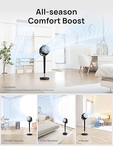 Miniatura 7 de Dreo Ventilador para dormitorio, ventilador de pie oscilante de 120, ventilador de piso silencioso con motor de CC, ventilador de pedestal para