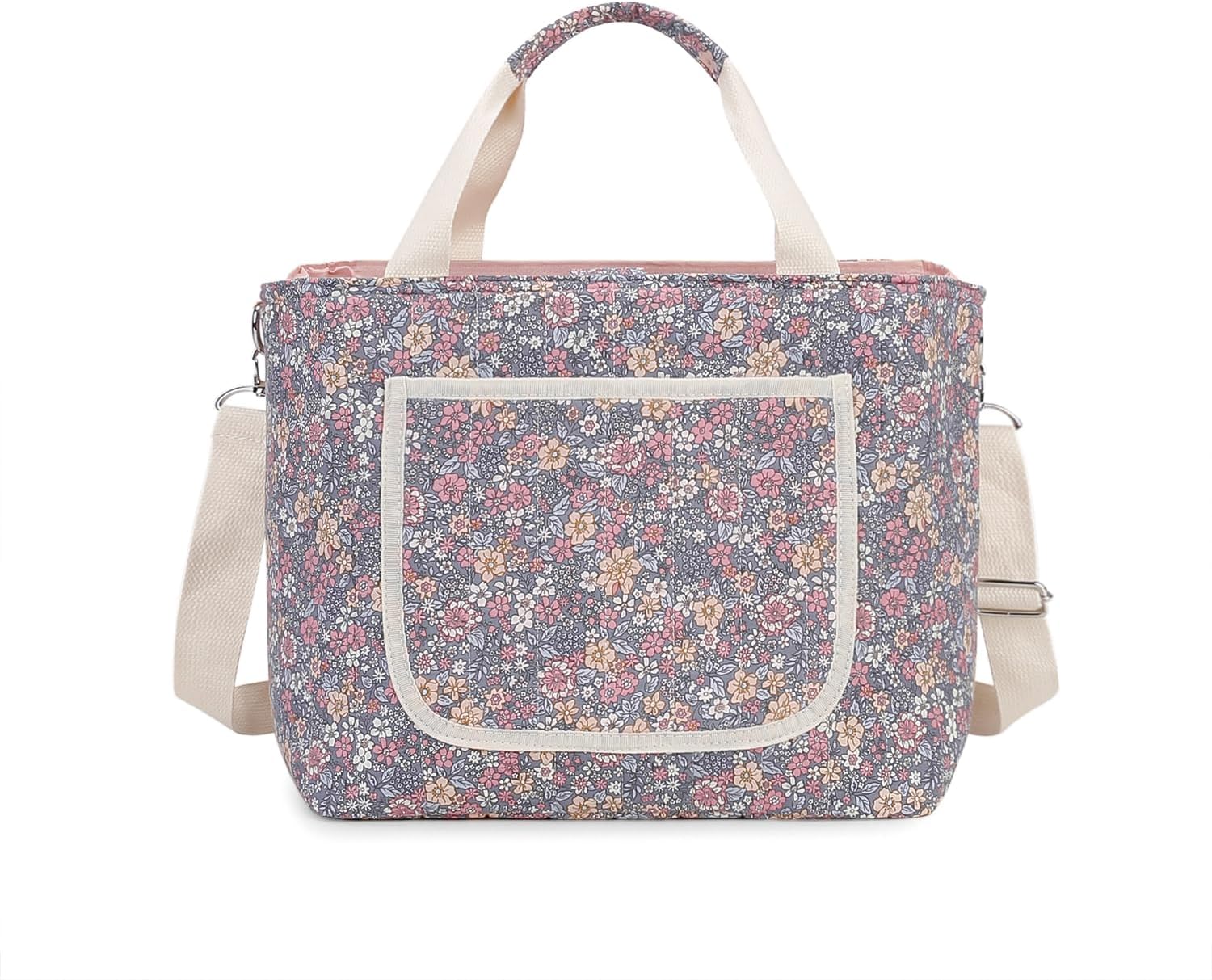 Lmbabter Baby Diaper Tote Bag Organizer Caddy Floral Mommy Bag Nappy Storage Bin for Women
