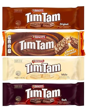 VARIETY Tim Tam Cookie Biscuits Value 4 Packs Original Chocolate with Chewy Caramel, White & Dark - Aussie Made & Loved