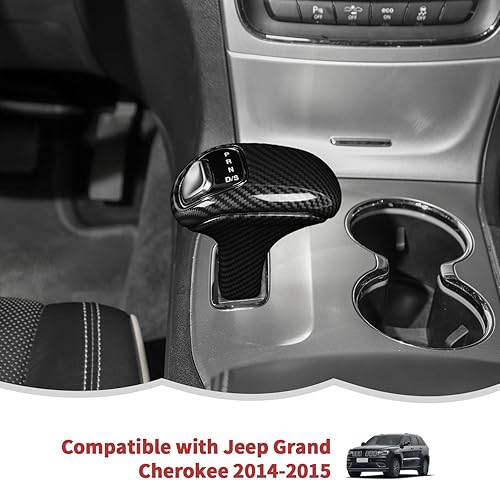 Miniatura 7 de RT-TCZ Cubierta decorativa de fibra de carbono para palanca de cambios, accesorios interiores compatibles con Jeep Grand Cherokee 2014-2015