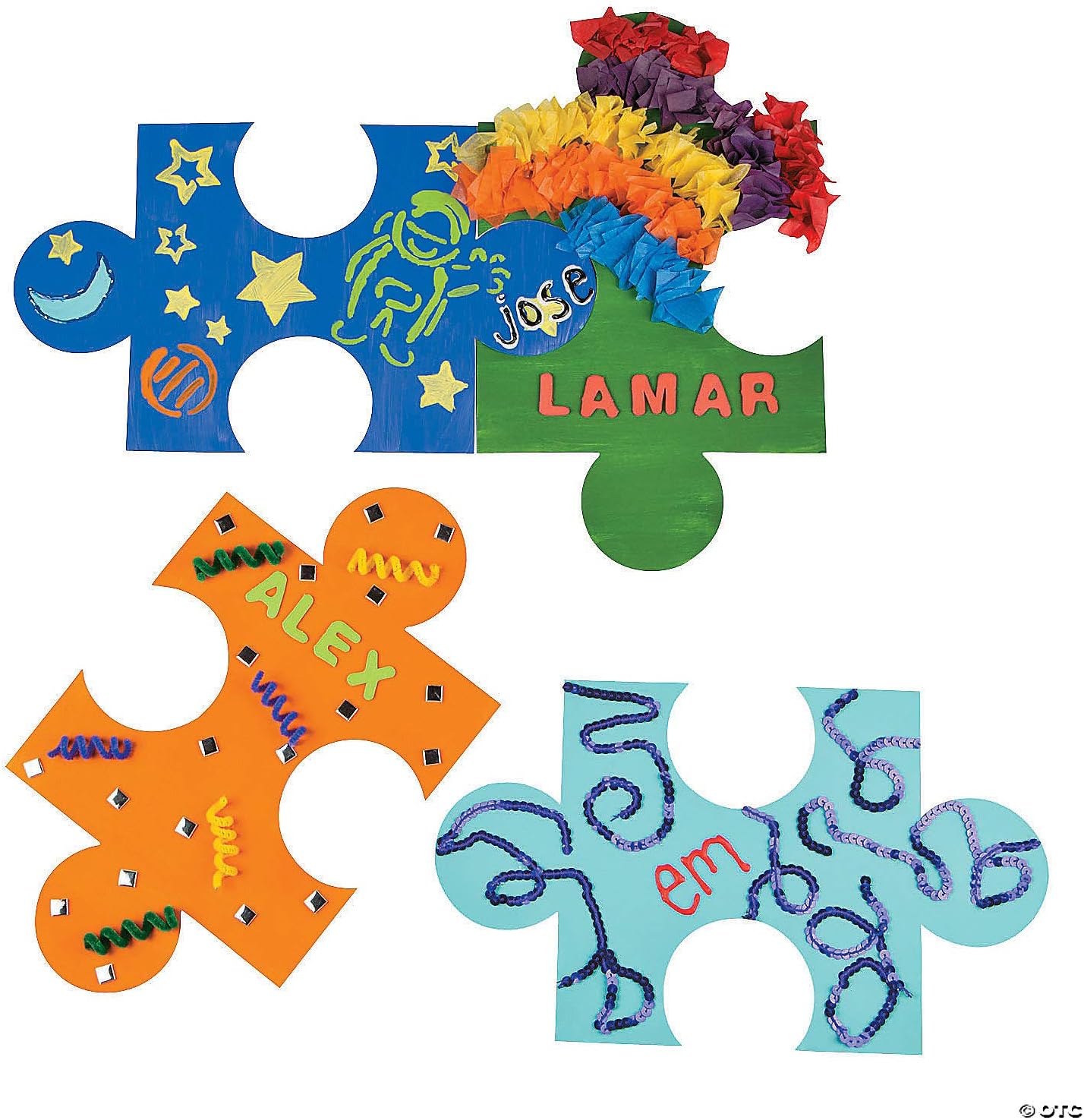 Fun Express Blank Puzzle Pieces for Crafts - Giant 14 Inch DIY Jigsaw Puzzle 24 Piece Set Kids Ages 3-5, 4-6, 5-8 | Classroom Activities & Collaborative Group Projects | White Cardstock for Decorating