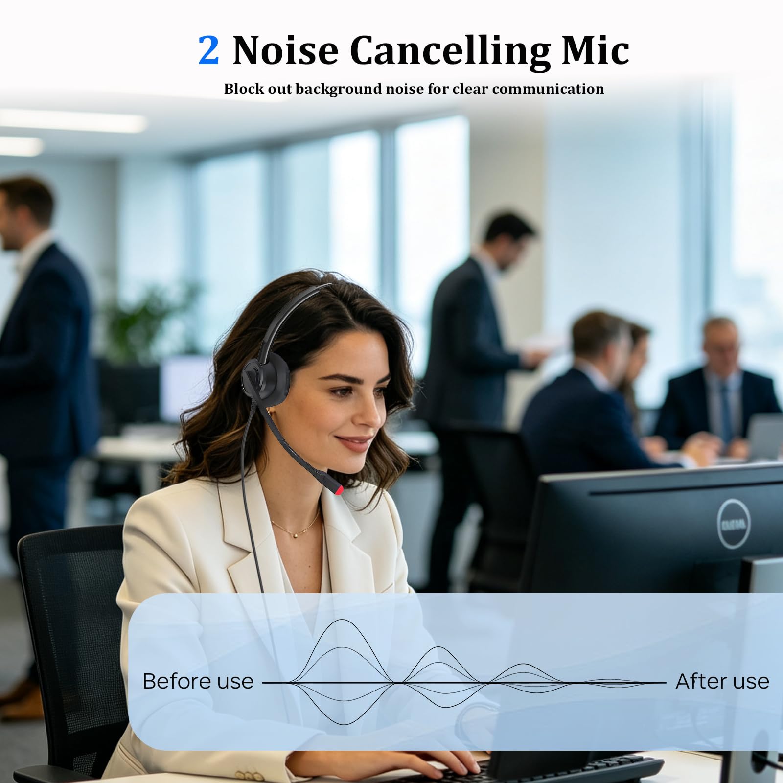 Callez Casque USB filaire avec micro ENC Dual Noise Cancelling