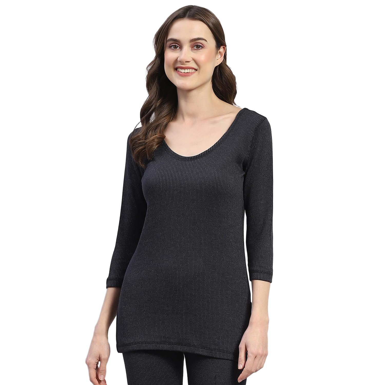 monte carlo Womens Solid Round Neck 3/4th Sleeve Thermal Vest (6240BL1BL)-picture-40