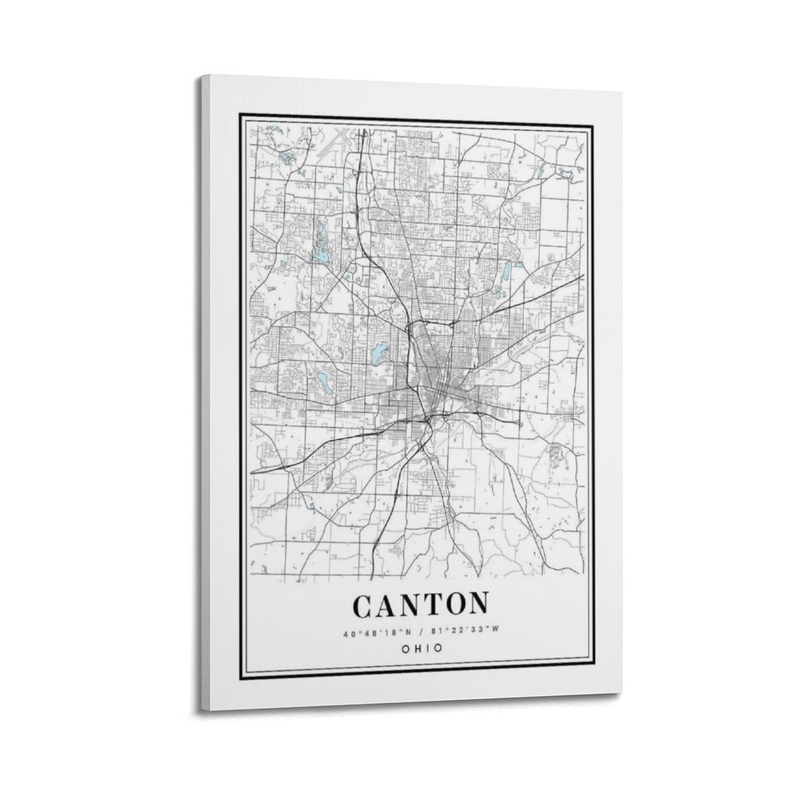 xiaoxiaoshen Canton Ohio Map Canvas Poster Wall Art Prints Room Aesthetic Murals Bedroom And Living Decorations 20x30inch(50x75cm)