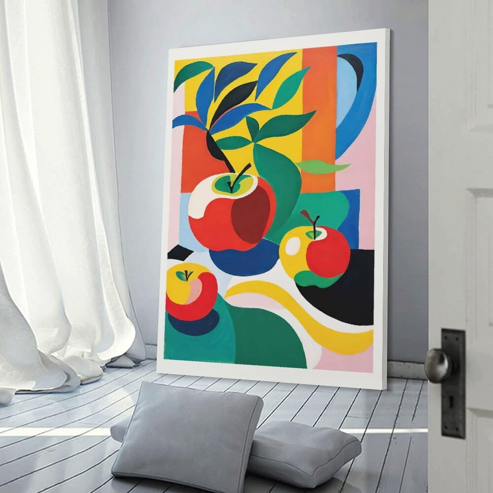 Junmoney Colorful Apple Fruit Decorative Canvas Print 08x12inch(20x30cm), for Gallery Wall Layouts in Home Or Office, Home Wall Art for Statement Displays
