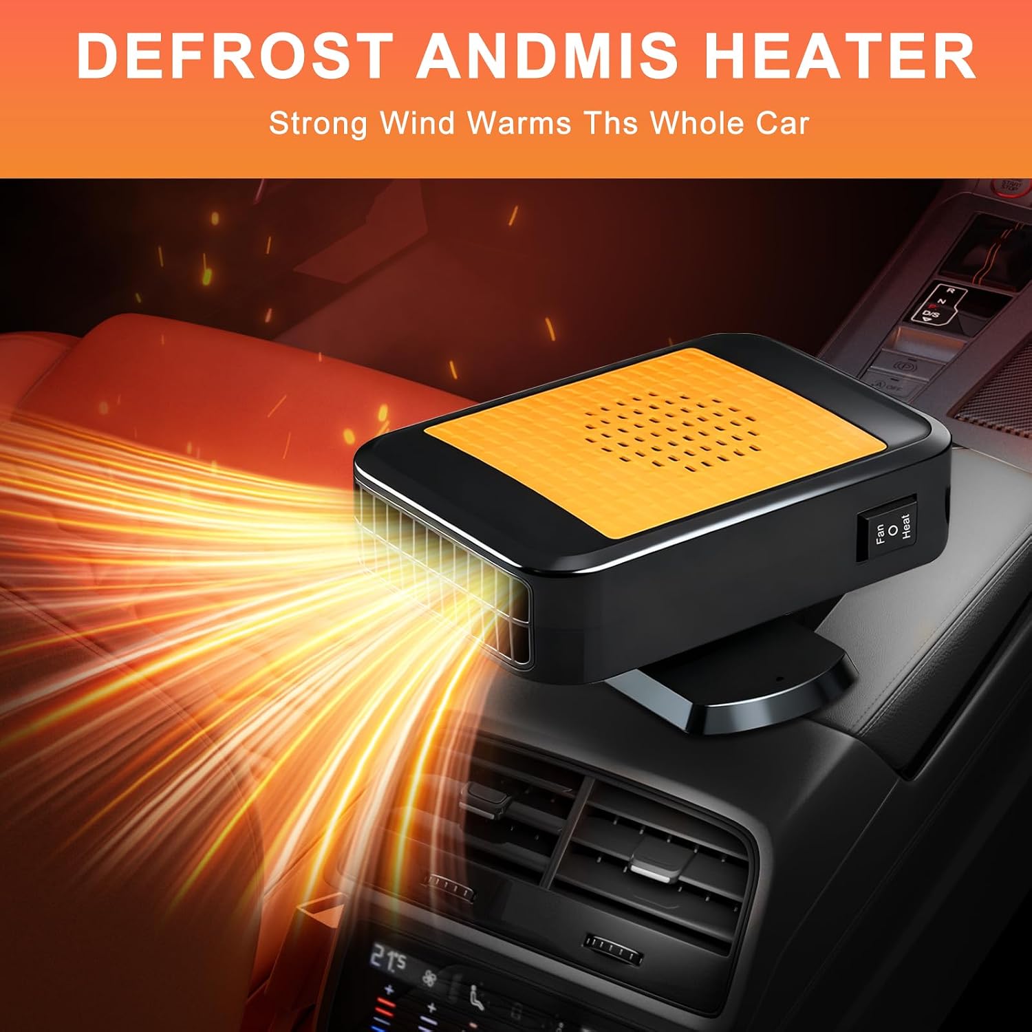 Car Heater,Portable Car Heaters for Vehicle, 12V Car Heater That Plugs Into Cigarette Lighte, 2 in 1 Heating & Cooling Fast Windshield Defrost Defogger (Orange)