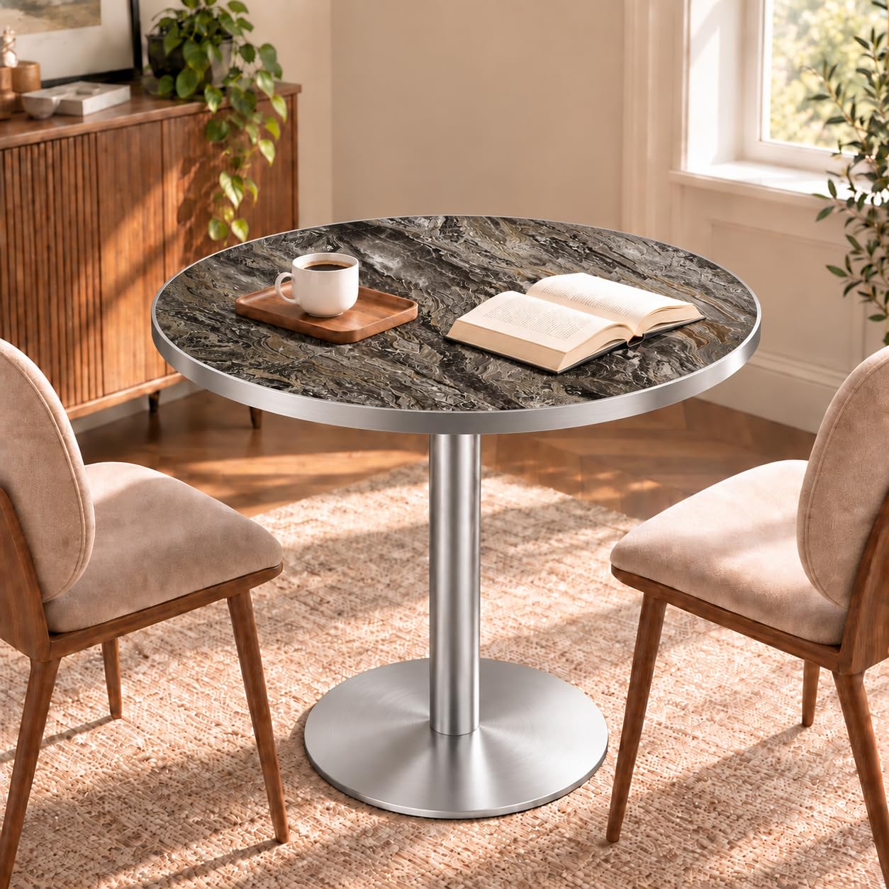 31.5'' Tulip Table, Round Dining Table with Sintered Stone Tabletop