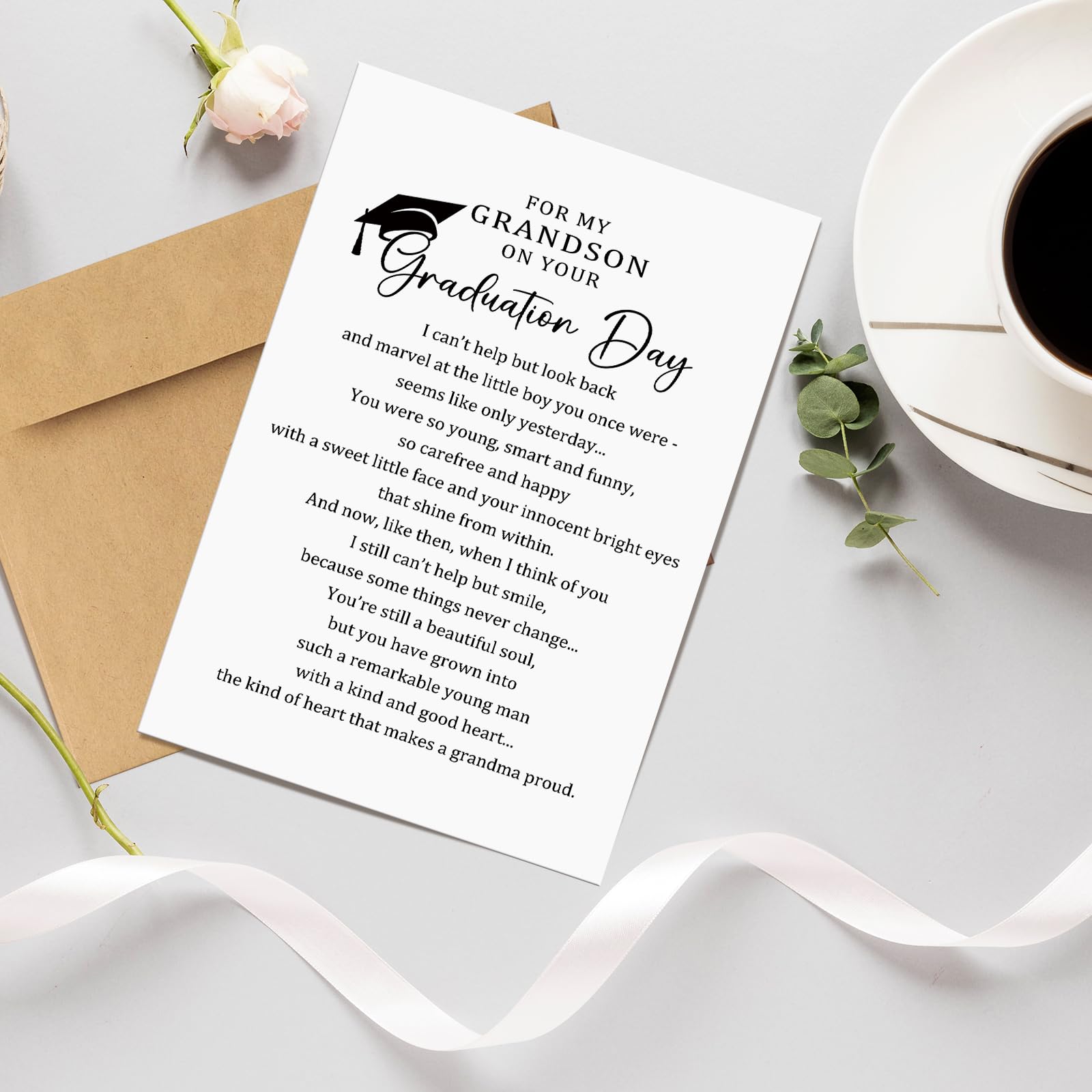 RYYike Grandson Graduation Card from Grandma, High School College Graduation Card, Poem Congratulations Cards for Grandson : Office Products