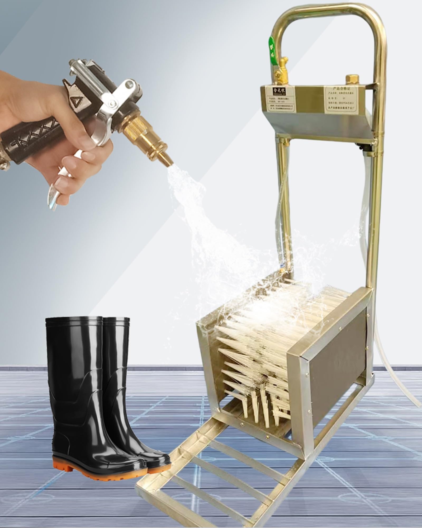 Máquina automática de limpieza de zapatos, cepillo de lavado de botas y zapatos con pistola pulverizadora, limpiador de cerdas rígidas para barro, polvo y nieve al aire libre, ideal para uso doméstico