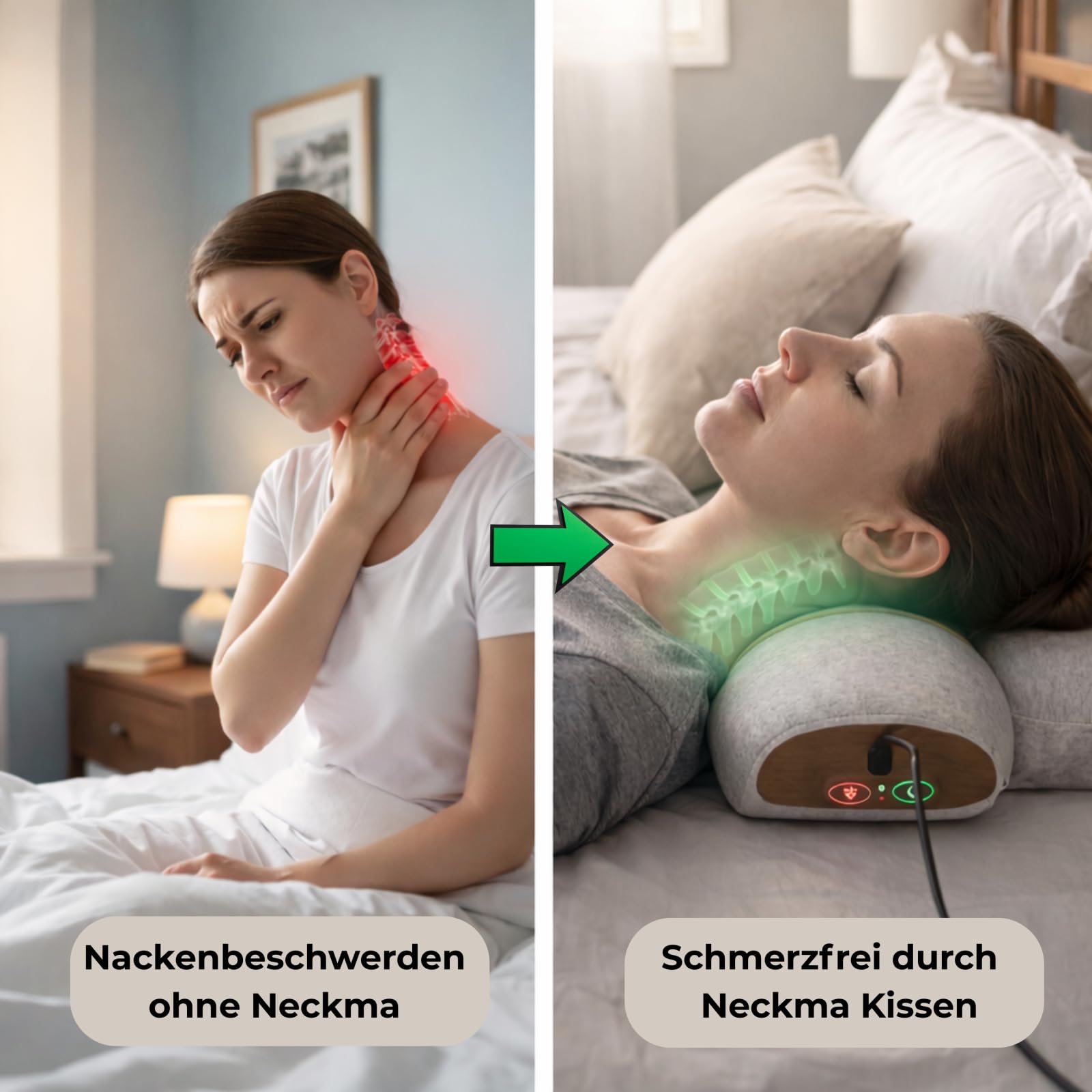 orthoval Neckma Orthopädisches Kissen，Nackenmassagekissen Elektrisch 2026 Upgrade, mit Heizfunktion & Airbag, Ergonomisches Memory-Schaum Entspannungskissen für Nacken & Schultern