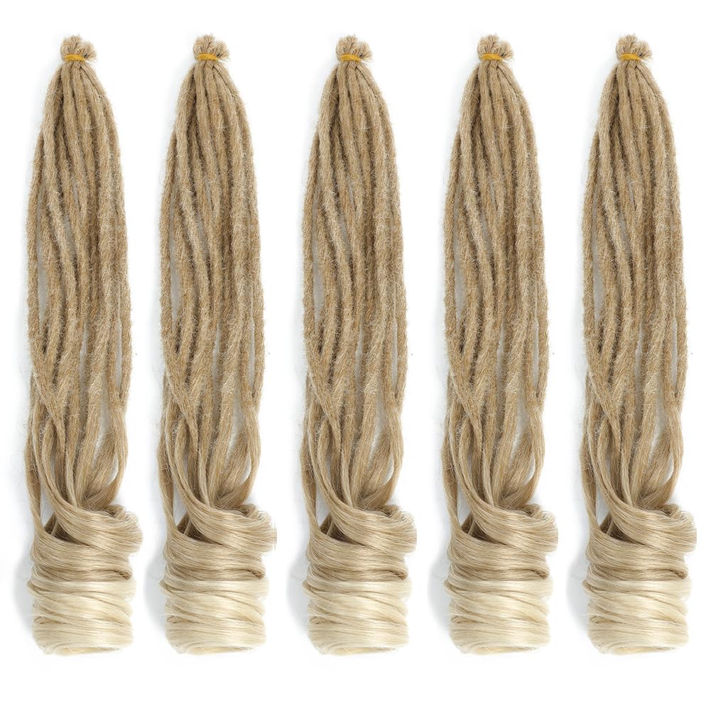 Loose Wave Dreadlocks Synthetic French Curly SE Dreadlock Extensions 24inches 50 Strands Thin Soft Spanish Curly SE Dreadlock Extensions for Women (50 Strands, MT27/613)