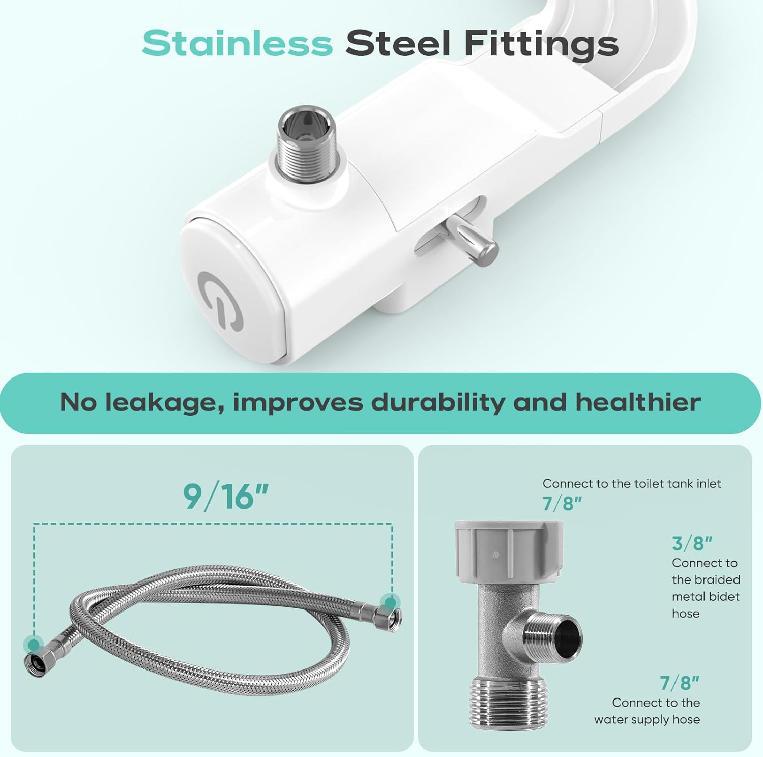 Bidet Attachment for Toilet, Non-Electric Cold Water Bidet with Pressure Controls, Dual Nozzles for Frontal & Rear Wash, Retractable Self-Cleaning White - Image 5