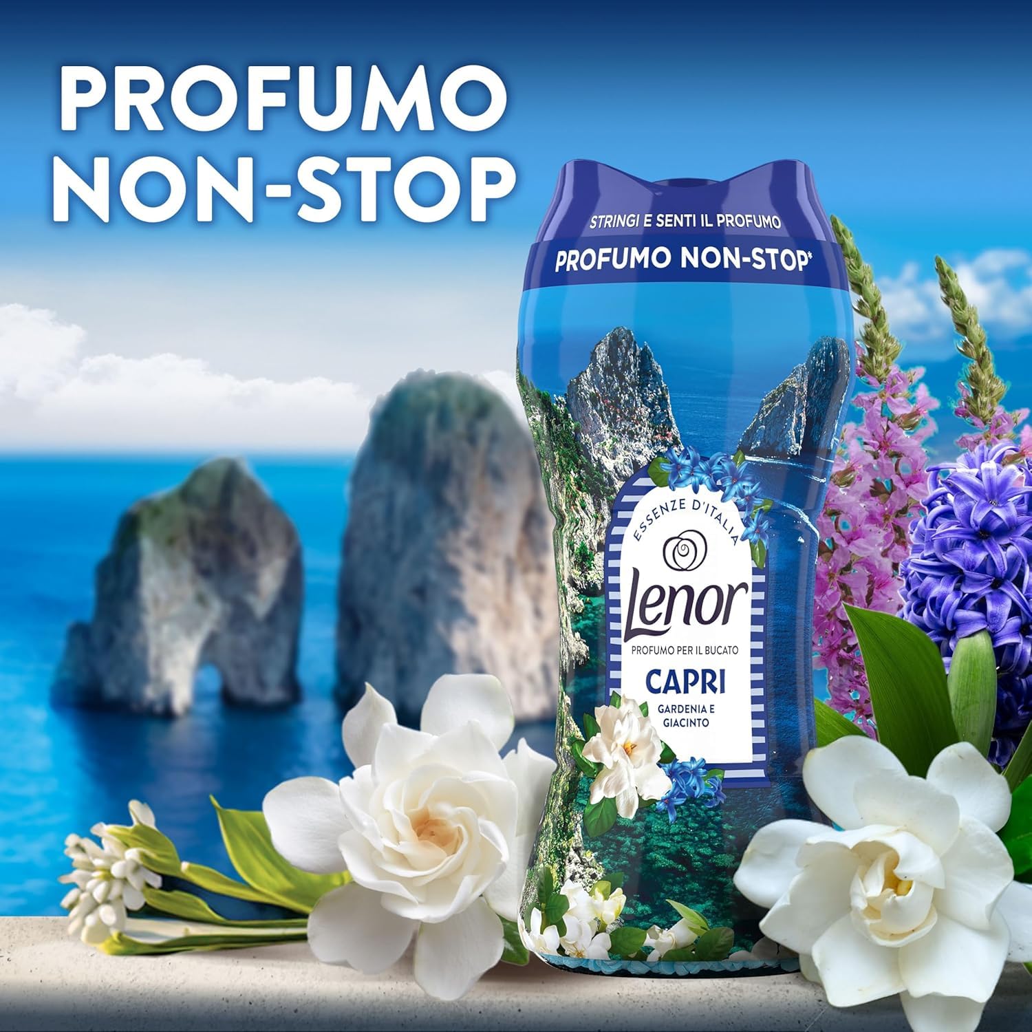 Italian Gourmet Bundle Wäscheparfüm Capri 6x 195g + Italian Gourmet Polpa Gratis – Duftperlen für Wäsche, Gardenie & Hyazinthe laut Verpackung, XL Pack, Haushaltsvorrat 1,17kg