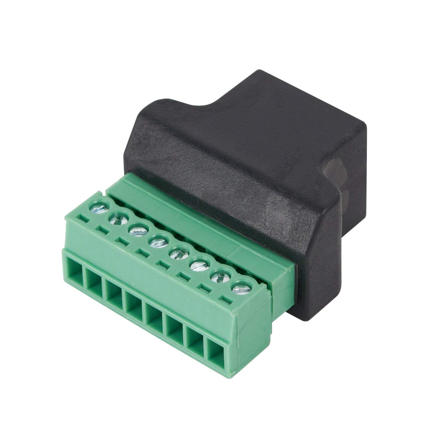 RJ45 żeńskie na 8-pinowe złącze zaciskowe śrubowe Cat7 Cat6 Cat5 Cat5e przedłużacz kabla Ethernet adapter CCTV cyfrowy DVR adapter sieciowy łącznik liniowy (żeński, 2 szt.)